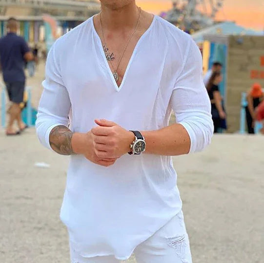Men's Casual Slim Short Sleeve T-Shirt Sports Fitness Running V Neck Tops