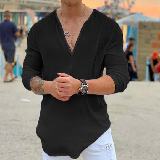 Men's Casual Slim Short Sleeve T-Shirt Sports Fitness Running V Neck Tops
