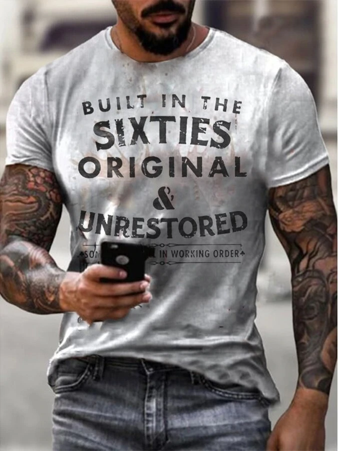 Men's Printed Casual Crew Neck Short Sleeve T-Shirt