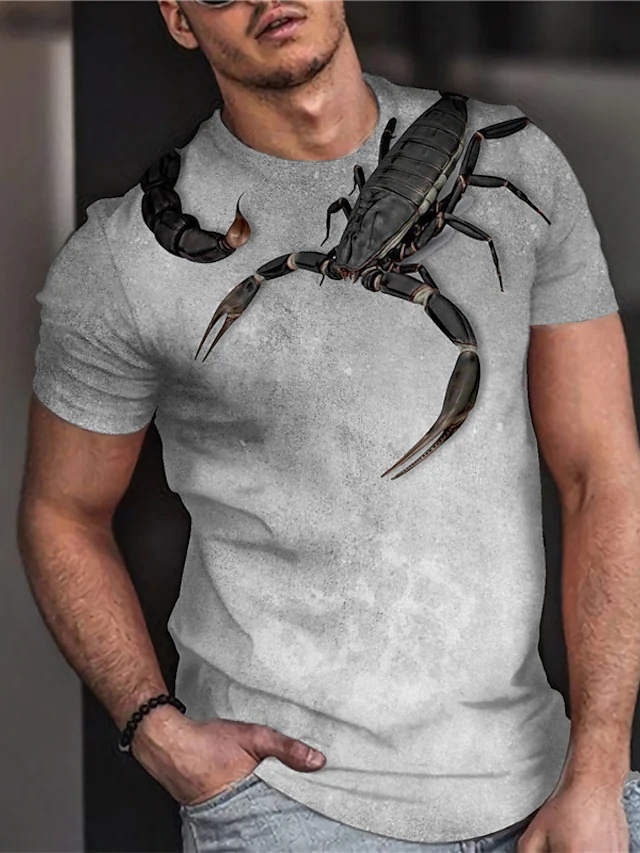 Men's Printed Casual Crew Neck Short Sleeve T-Shirt
